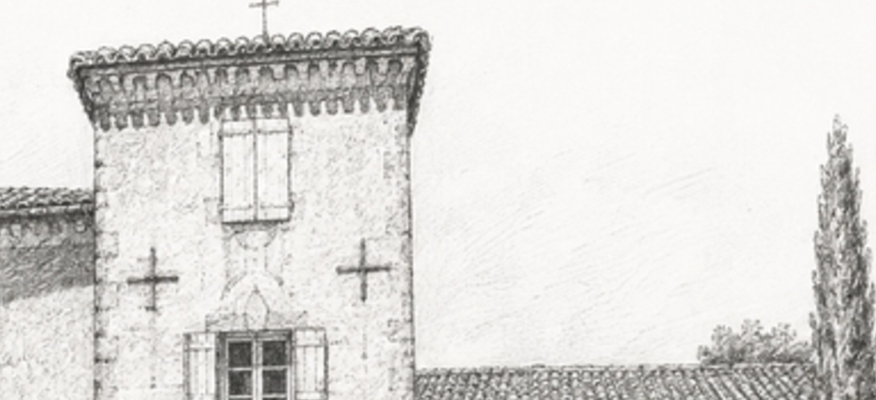 Tour du Château du Falga, dessin à l'encre
