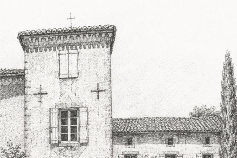 Gravure ancienne du Château du Falga
