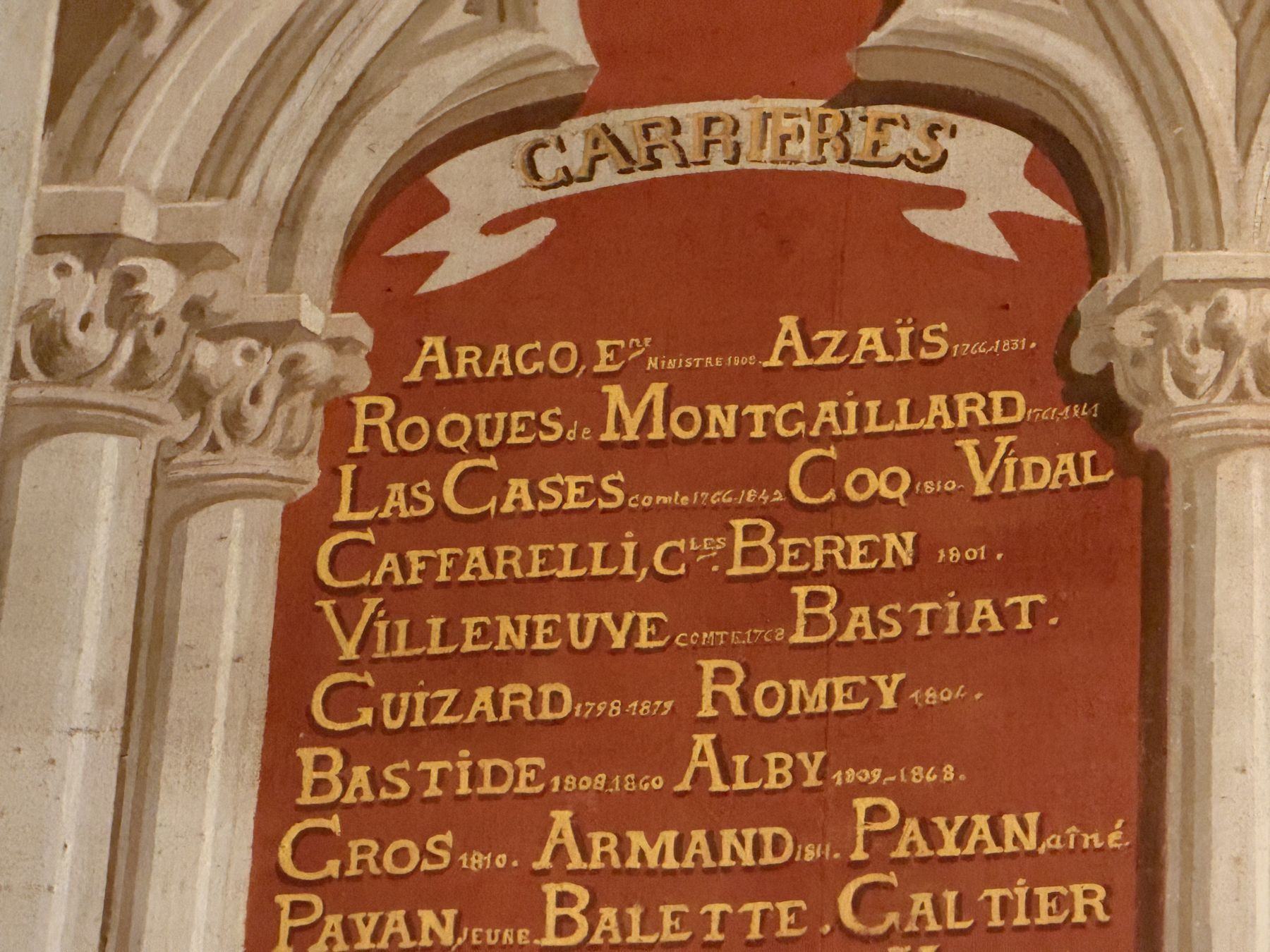 Tableau des carrières de Sorèze où figure le nom Caffarelli